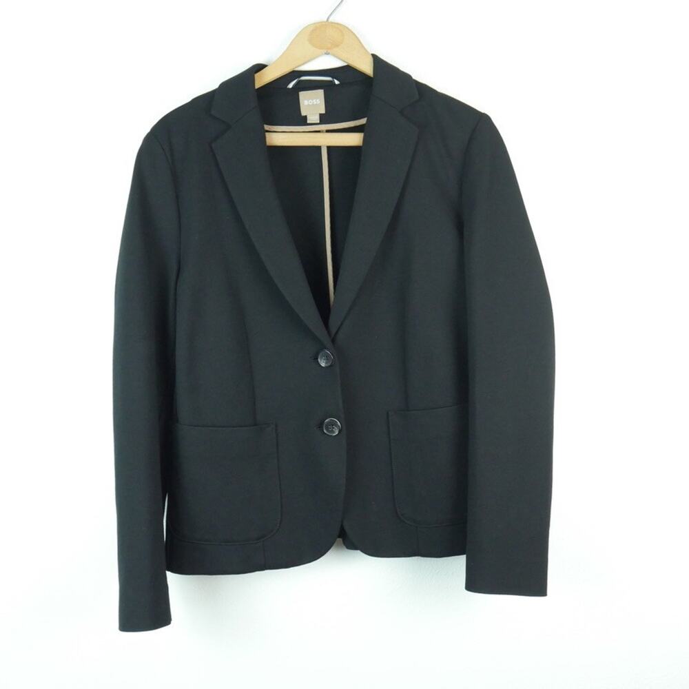 BOSS Jonalahara Blazer Size 8 Black Knit Unstructured Hugo Boss Capsule Jacket - Picture 2 of 13
